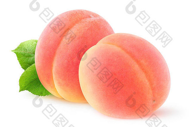 孤立的杏子新鲜的粉红色的杏水果孤立的白色背景剪裁路径