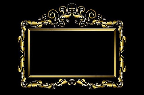 奢侈品黄金框架黑色的背景