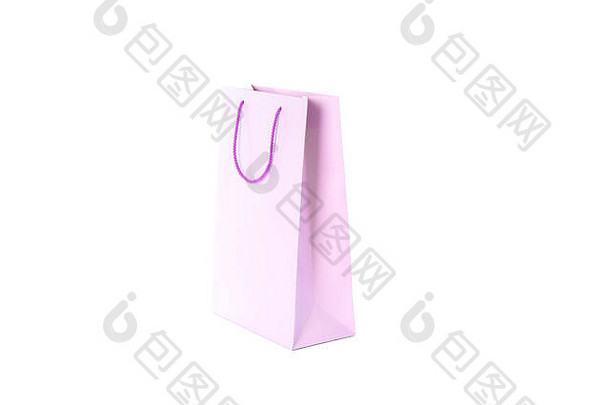 紫色的纸袋孤立的白色背景