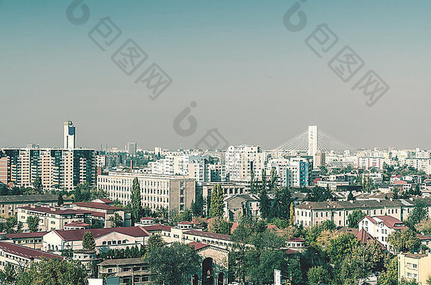 复古的照片布加勒斯特城市空中视图
