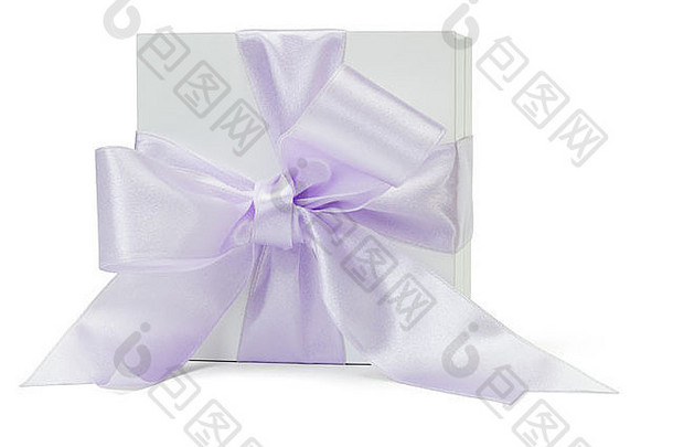 礼物盒子大紫色的丝带说谎一边