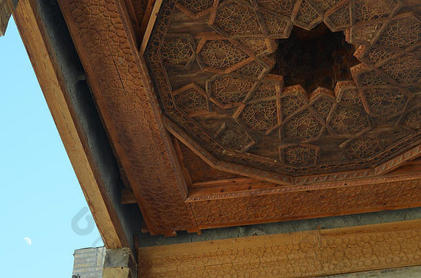 细节外木天花板巴兰德清真寺布哈拉乌兹别克斯坦