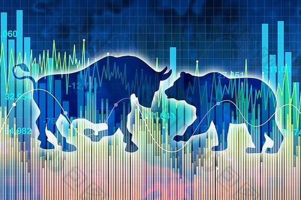 投资金融象征业务图标代表熊牛市场股票市场图表股票行情自动收录器投资图