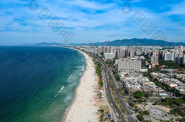 无人机照片巴拉tijuca海滩里约1月巴西海滩建筑木板<strong>路路</strong>地平线