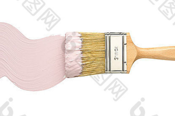粉红色的油漆刷减少白色背景