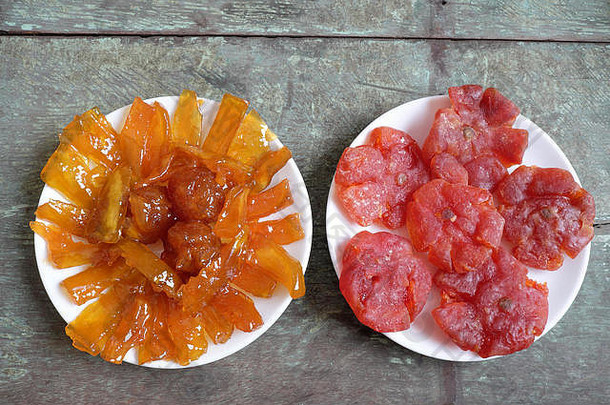 越南食物泰特假期春天芒果小时甜蜜的吃传统的食物月球一年使芒果水果