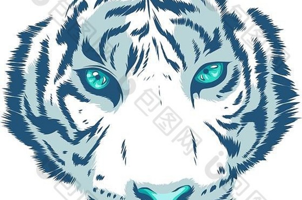 白色老虎眼睛吉祥物图形白色背景