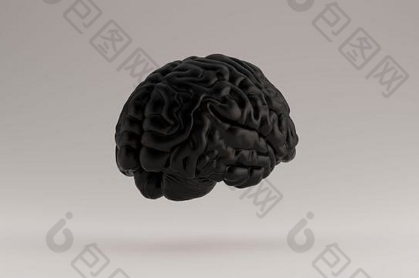 大脑黑色的未来主义的人工情报插图渲染