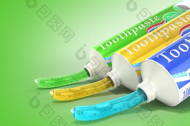 现代概念设计管牙膏牙膏管渲染绿色