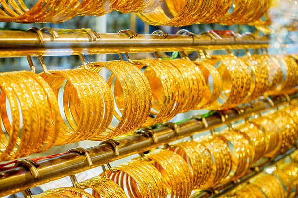 珠宝商店窗口迪拜黄金露天市场