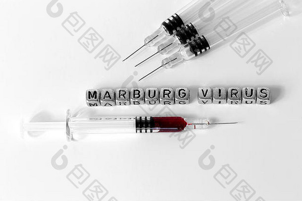 注射器血单词马尔堡病毒珠子