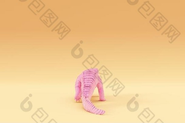 粉红色的黄金鳄鱼温暖的奶油背景插图渲染