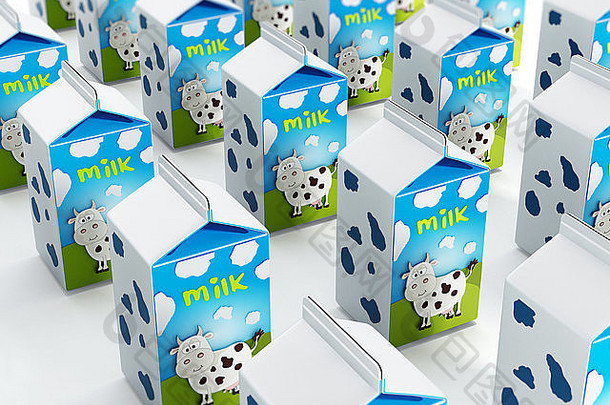 牛奶盒子牛插图孤立的白色背景