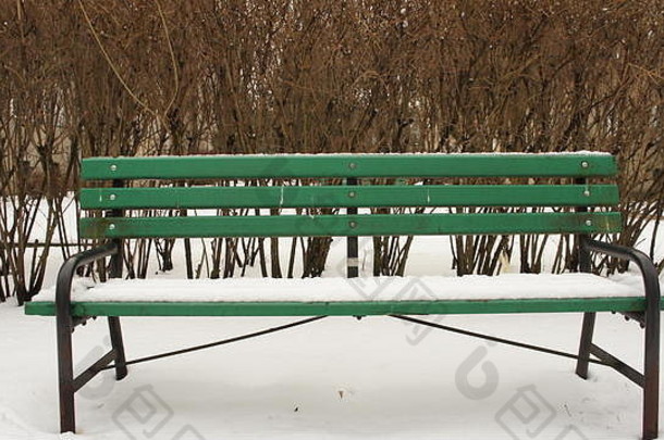 雪板凳上冬天公园