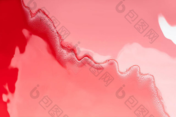 丙烯酸流体艺术红色的波珊瑚背景摘要旋转背景纹理