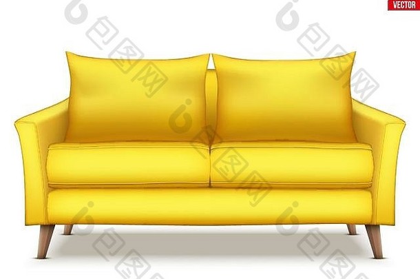 现代黄色的软沙发