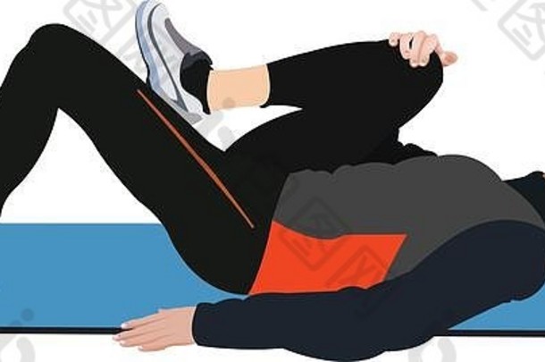 姿势体操锻炼插图显示男人。席执行伸展运动锻炼