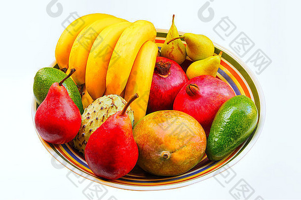 芒果鳄梨Annona香蕉梨石榴水果药物食物长健康的生活
