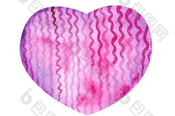 水彩粉红色的心形的模式精致的淡紫色背景纸纹理波浪行婚礼邀请设计情人节