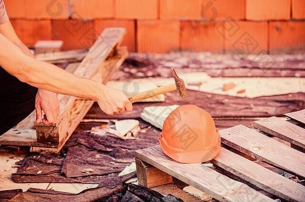保护强大的与构建器手把锤硬他专业修理工生活安全构建器工作建筑建设构建房子熟练的架构师修复修复