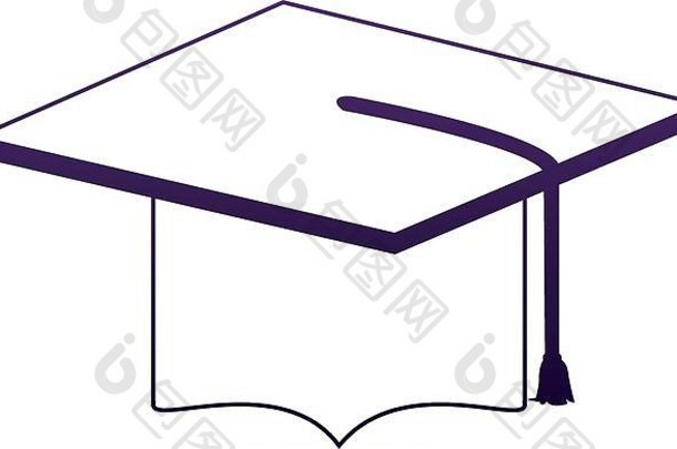 毕业帽孤立的紫色的行
