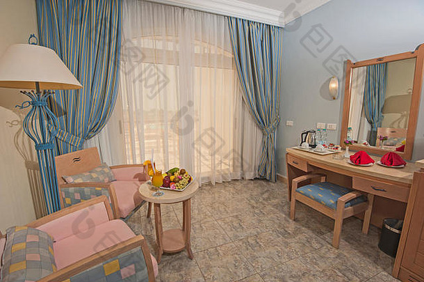 卧室显示室内设计奢侈品度假胜地酒店
