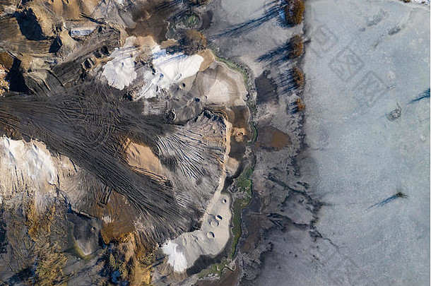 空中视图退化景观摧毁了土地视图工业的地方照片捕获无人机