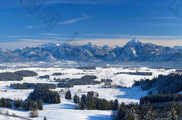 全景场景冬天巴伐利亚德国