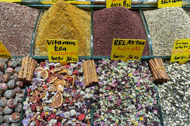香料商店茶浆果土耳其市场