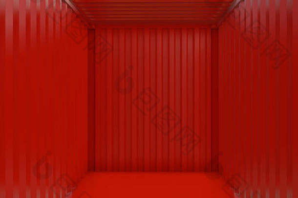 空红色的货物容器室内