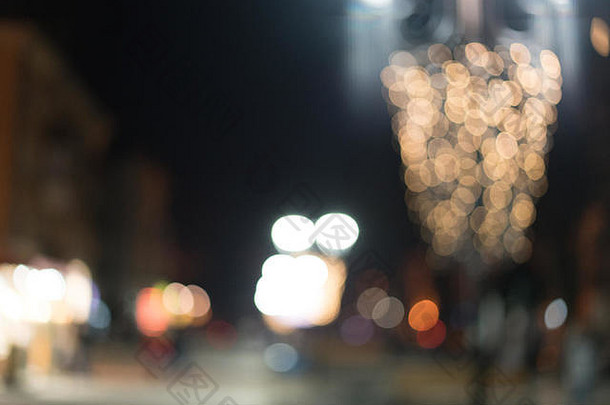 晚上城市街灯散景背景