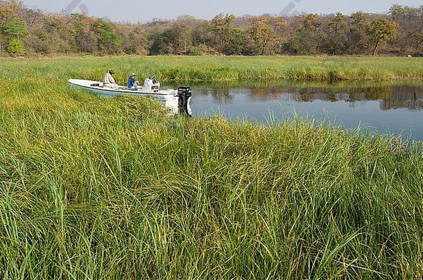 游客鱼津巴布韦的湖kariba