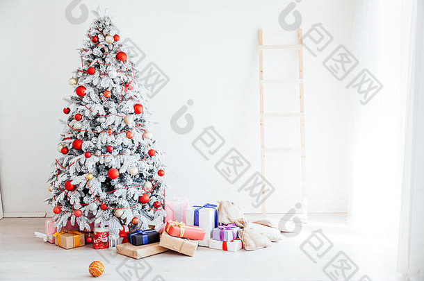 白色圣诞节树礼物装饰灯一年加兰