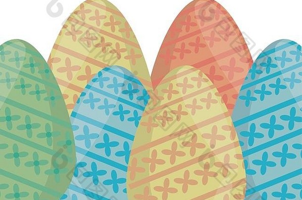集合彩色的<strong>复活节</strong>鸡蛋点缀