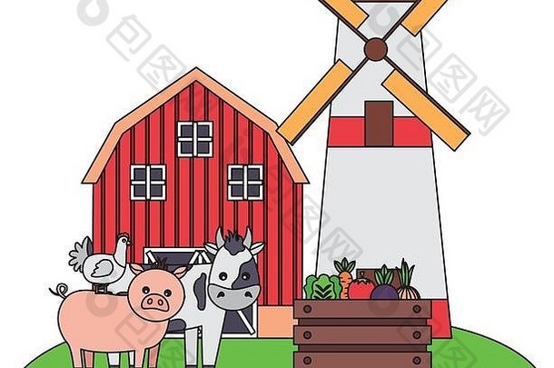 精品风车动物蔬菜农场