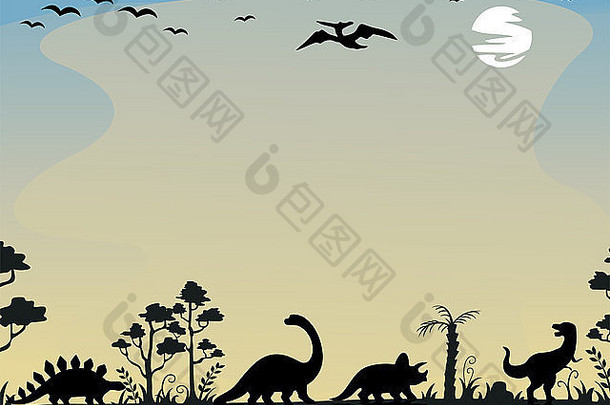 背景插图特色轮廓恐龙