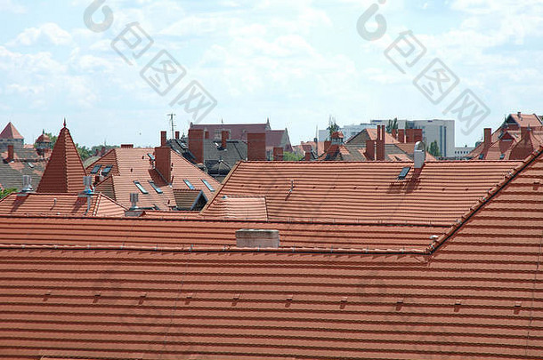 平铺的屋顶烟囱窗户建筑波兹南波兰
