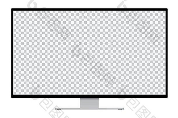 现实的插图黑色的电脑监控银站空白透明的孤立的屏幕空间文本图像孤立的