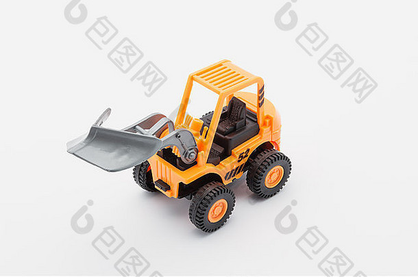 橙色拖拉机玩具建设白色背景