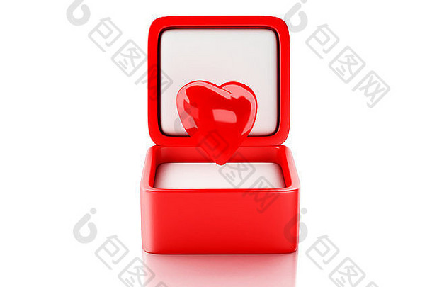 图像红色的心礼物盒子爱概念插图白色背景