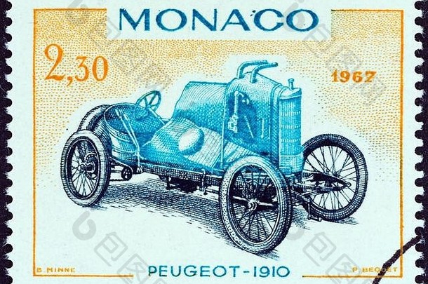 摩纳哥约邮票印刷摩纳哥大价格摩纳哥问题显示标致大价格赛车车约