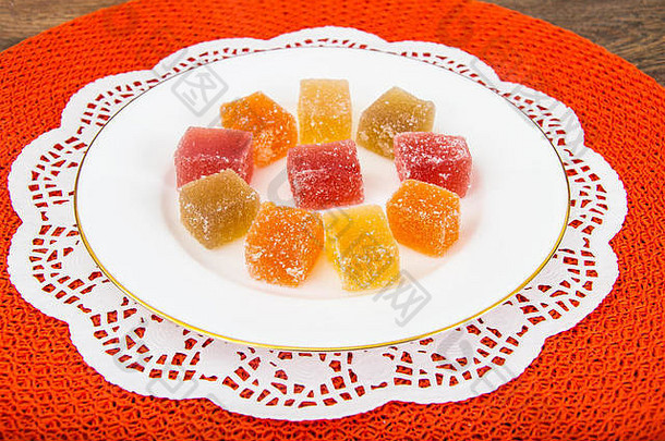 甜蜜的蜜饯水果果冻