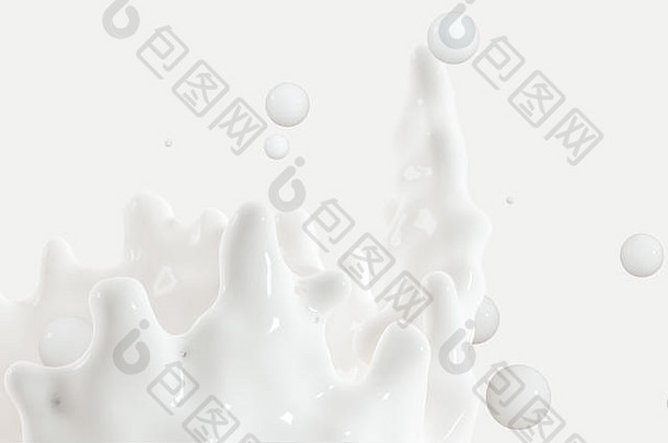 纯度溅牛奶皇冠形状呈现电脑数字图像