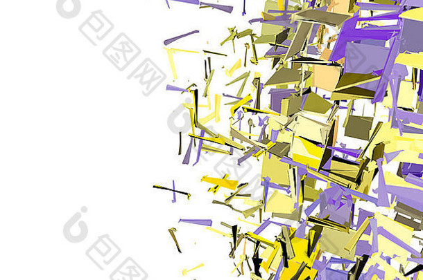 摘要支离破碎的多维数据集模式紫色的黄色的背景