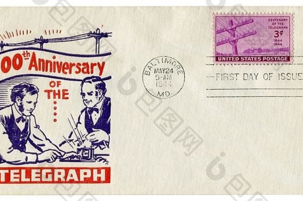 巴尔的摩马里兰美国历史信封封面盖章周年纪念日电报电波兰