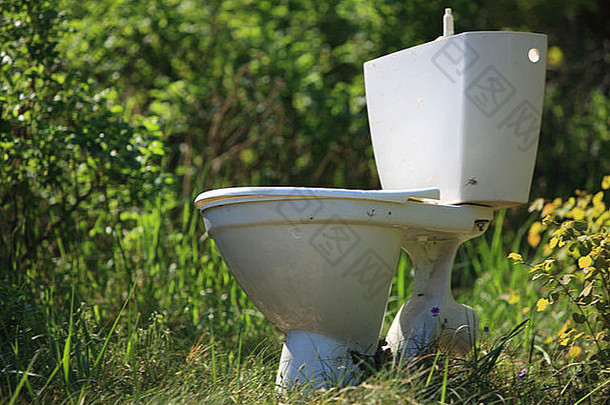 生态厕所。。。碗说谎被丢弃的自然森林垃圾垃圾污染环境