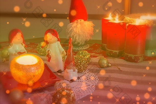圣诞节Gnome装饰圣诞老人他假期bohek背景冬天背景