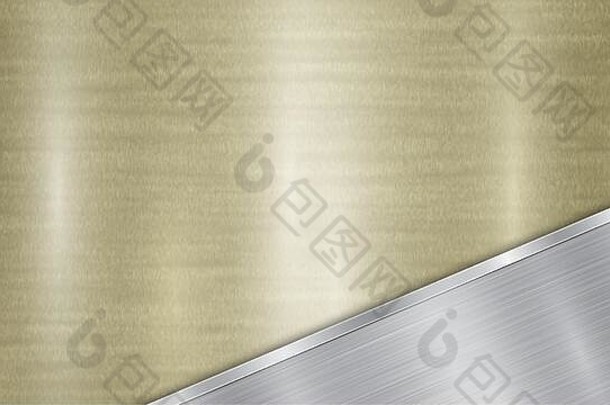 背景组成金闪亮的金属表面抛光银板位于角落里金属纹理的目光抛光的