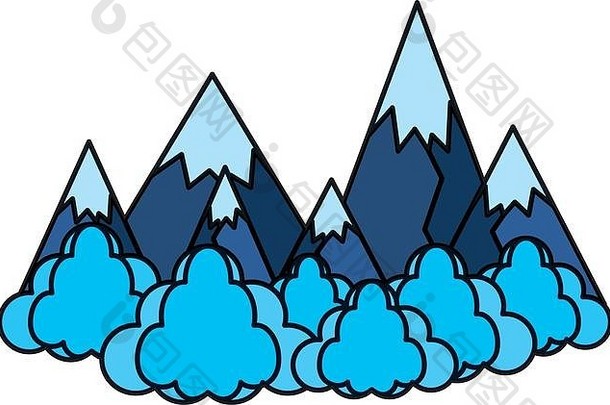 颜色冰山毛茸茸的云景观