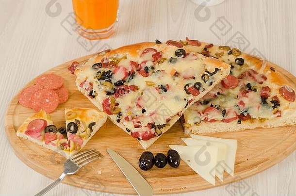 小素食者披萨除了类型蔬菜马苏里拉奶酪奶酪新鲜的罗勒